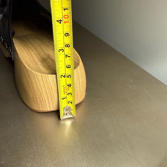 NWOT  NEW ZARA WOMEN WOODEN STUDDED BLACK LEATHER CLOGS MULE SLIPPERS SIZE 37 - Picture 13 of 16